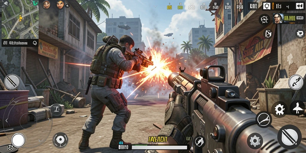 Tampilan gameplay 8II saat beraksi dalam pertempuran TPS.