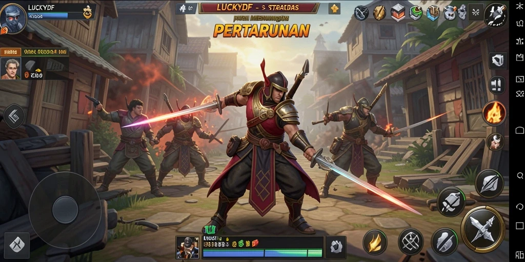 Screenshot LUCKYDF menunjukkan gameplay strategis yang mengasyikkan.