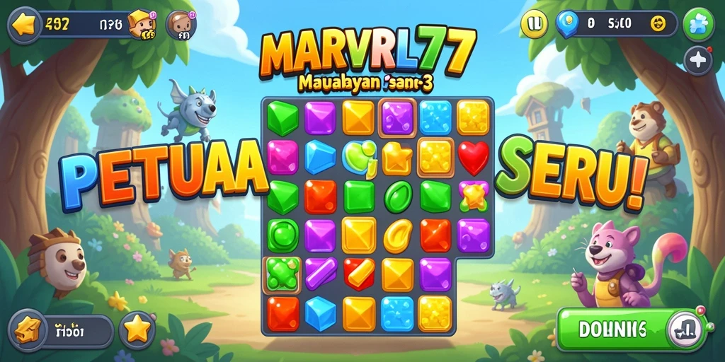 Tampilan permainan Match-3 yang penuh warna dan menantang.