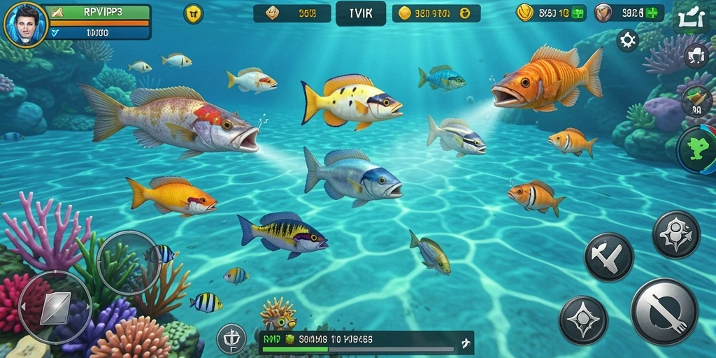 Screenshot gameplay RPVIP3 yang menampilkan aksi seru menembak ikan.