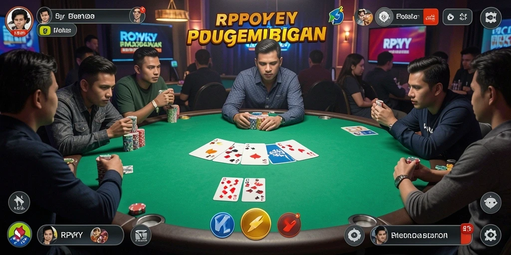 Tampilan layar utama RPYYY dengan gameplay poker yang seru.