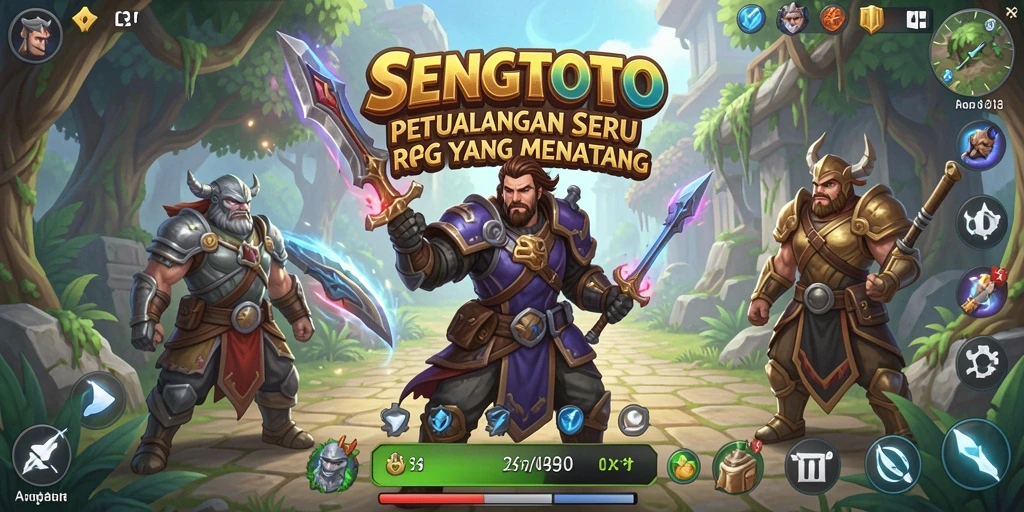 Screenshot gameplay SENGTOTO menampilkan pertempuran epik dan karakter yang menarik.
