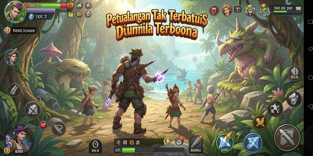 Screenshot utama TAPJOY memperlihatkan gameplay Open World yang menakjubkan.