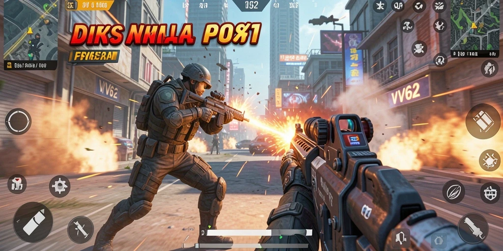 Gameplay intens VV62 dengan aksi tembak-menembak yang mendebarkan.